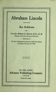 Cover of: Abraham Lincoln: an address