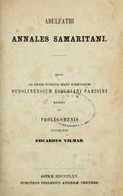 Cover of: Abulfathi Annales Samaritani by Abū al-Fatḥ ibn Abī al-Ḥasan al-Sāmirī