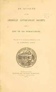 Cover of: An account of the American Antiquarian Society.