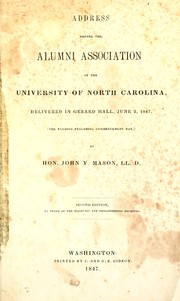 Address before the Alumni Association of the University of North Carolina by John Y. Mason