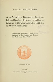 Cover of: An address commemorative of the life and services of George D. Robinson