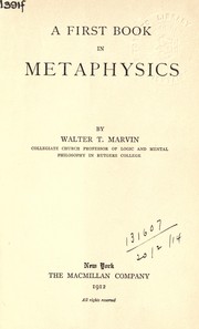 Cover of: A first book of metaphysics