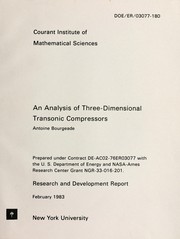 Cover of: An analysis of three-dimensional transonic compressors | Antoine Bourgeade