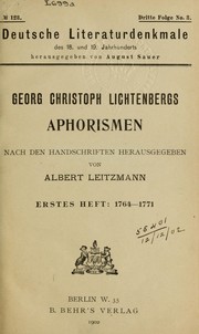 Cover of: Aphorismen by Georg Christoph Lichtenberg