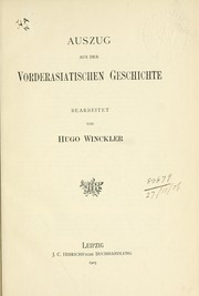 Cover of: Auszug aus der vorderasiatischen Geschichte.