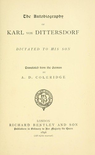 The autobiography of Karl von Dittersdorf
