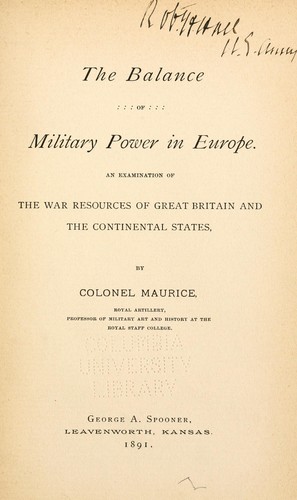 The balance of military power in Europe