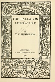 Cover of: The ballad in literature