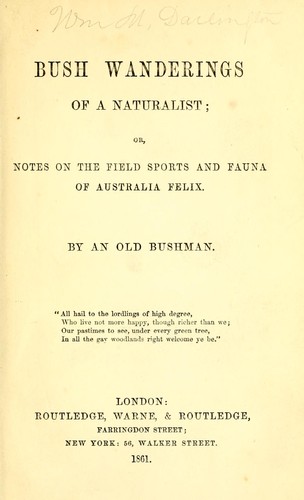 Bush wanderings of a naturalist