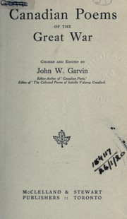 Cover of: Canadian poems of the Great War