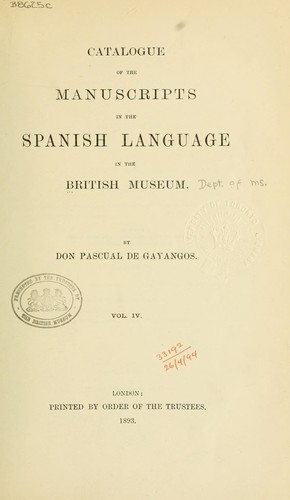 Catalogue of the manuscripts in the Spanish language