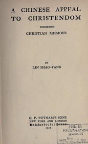 Cover of: A Chinese appeal to Christendom concerning Christian mission