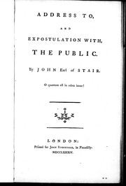 Cover of: Address to and expostulation with the public