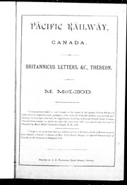 Cover of: Pacific Railway, Canada: Britannicus letters, &c., thereon
