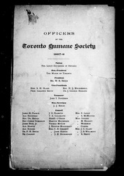 Officers of the Toronto Humane Society 1887-8 by Toronto Humane Society