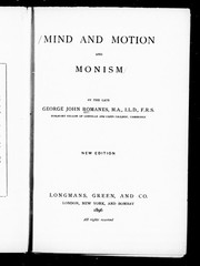 Cover of: Mind and motion; and Monism