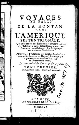 Voyages du baron de La Hontan dans l’Amérique Septentrionale