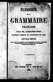 Cover of: Eléments de la grammaire française