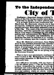 Cover of: To the independent electors of the City of Toronto |