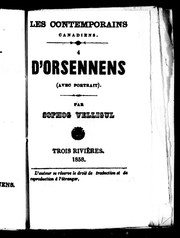 Cover of: D'Orsennens: avec portrait