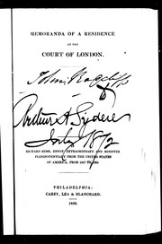 Cover of: Memoranda of a residence at the court of London