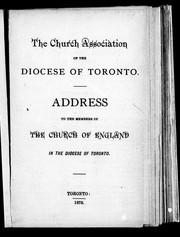 Cover of: Address to the members of the Church of England in the Diocese of Toronto