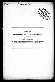 Cover of: Case of pyopneumothorax subphrenicus (Leyden)