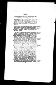Cover of: Bill: an act to amend the Act to Incorporate the Mechanics' Institute of the City of Toronto