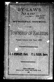 By-laws of the Municipal Council of the township of Raleigh, passed during the year 1880 by Raleigh (Ont. : Township)