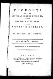 Cover of: Thoughts on the letter of Edmund Burke, Esq; to the sheriffs of Bristol, on the affairs of America