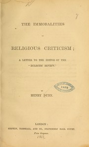Cover of: The immoralities of religious criticism