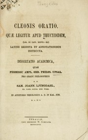 Cover of: Cleonis oratio: (Lib. iii Capp. xxxvii-xl.)