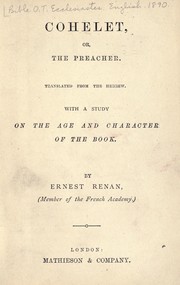 Cohelet; or, the preacher by Ernest Renan