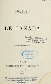 Cover of: Colbert et le Canada