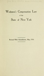 Cover of: Workmen's compensation law of the state of New York.