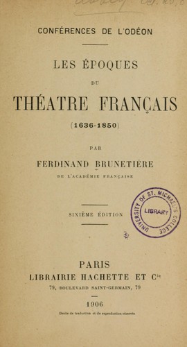 Conférence de l'Odéon by Ferdinand Brunetière