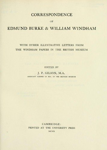Correspondence of Edmund Burke & William Windham