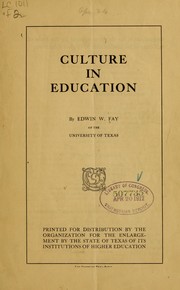 Cover of: Culture in education