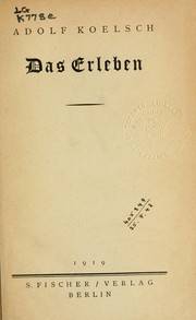 Cover of: Das Erleben