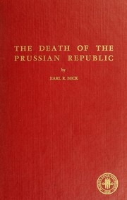 Cover of: The death of the Prussian Republic