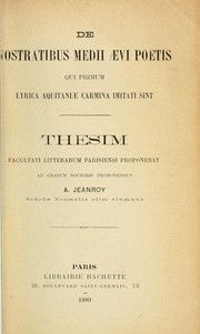 Cover of: De nostratibus medii aevi poetis qui primum lyrica Aquitaniae carmina imitati sint
