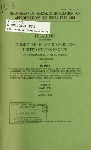 Department of Defense Authorization for Appropriations for Fiscal Year 2004