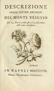 Cover of: Descrizione delle ultime eruzioni del Monte Vesuvio by Andrea Pigonati