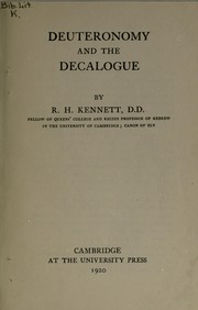 Cover of: Deuteronomy and the Decalogue