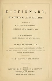 Cover of: A dictionary, Hindustani and English, accompanied by a reversed dictionary, English and Hindustani.