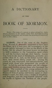 Cover of: A dictionary of the Book of Mormon: comprising itsbiographical, geographical and other proper names