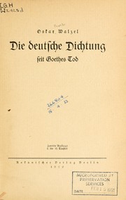 Cover of: Die deutsche Dichtung: seit Goethes Tod