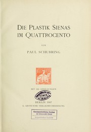 Cover of: Die plastik Sienas im quattrocento