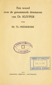 Cover of: Een woord over de genummerde driestarren van Dr. Kuyper