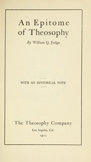 Cover of: An epitome of theosophy